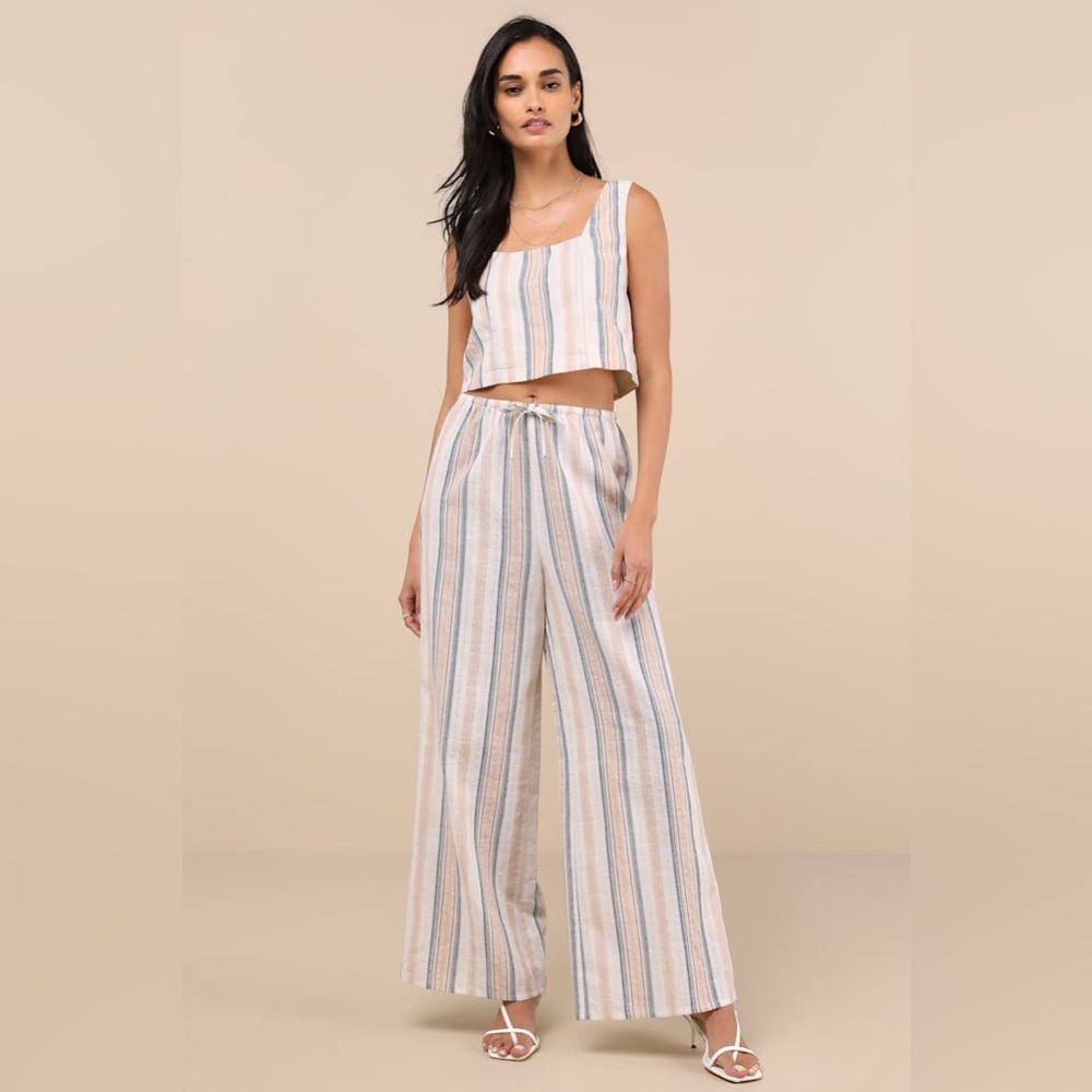 Lulus - NWT multi striped wide leg pants and tank - size S/M